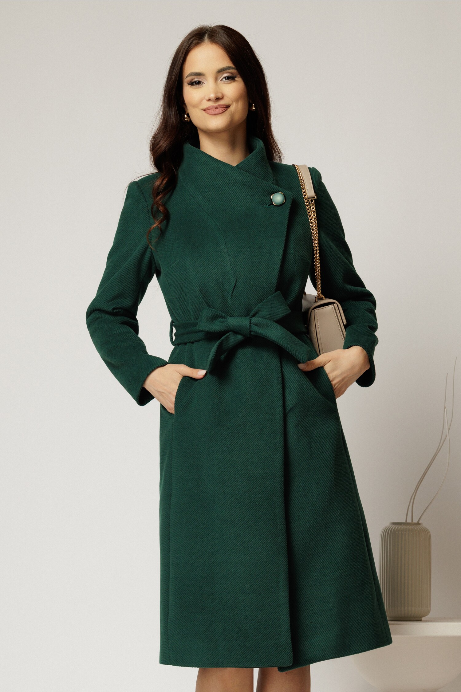 Palton Elegant Verde cu Cordon - Stil și Confort