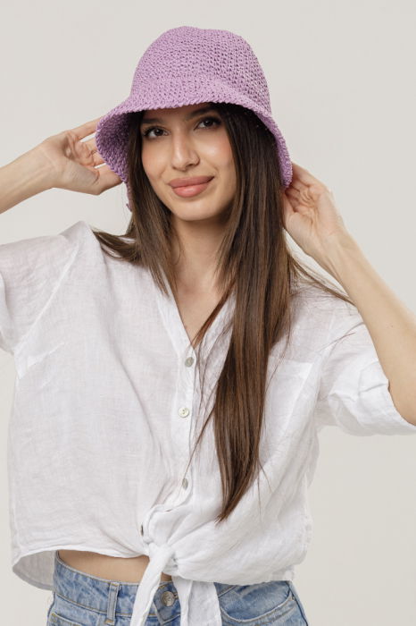 Palarie Paie Lilac Shopika - Protecție Solară Elegantă