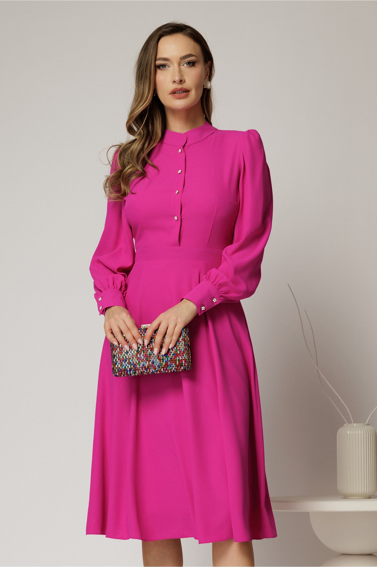 Rochie DY Fashion Magenta Midi Eleganta