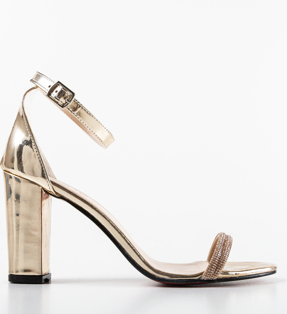 Sandale Taragan Aurii Elegante cu Toc Inalt - imagine 4