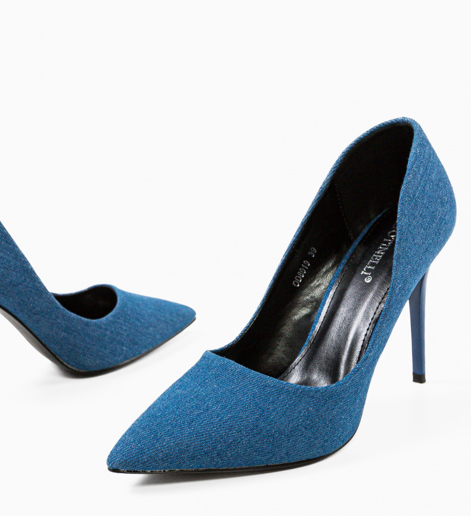 Pantofi Dama Toc Albastru Eleganți - imagine 7