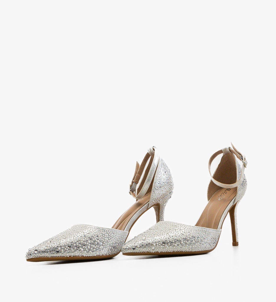 Pantofi dama Pillpe Argintii eleganți cu toc - imagine 2