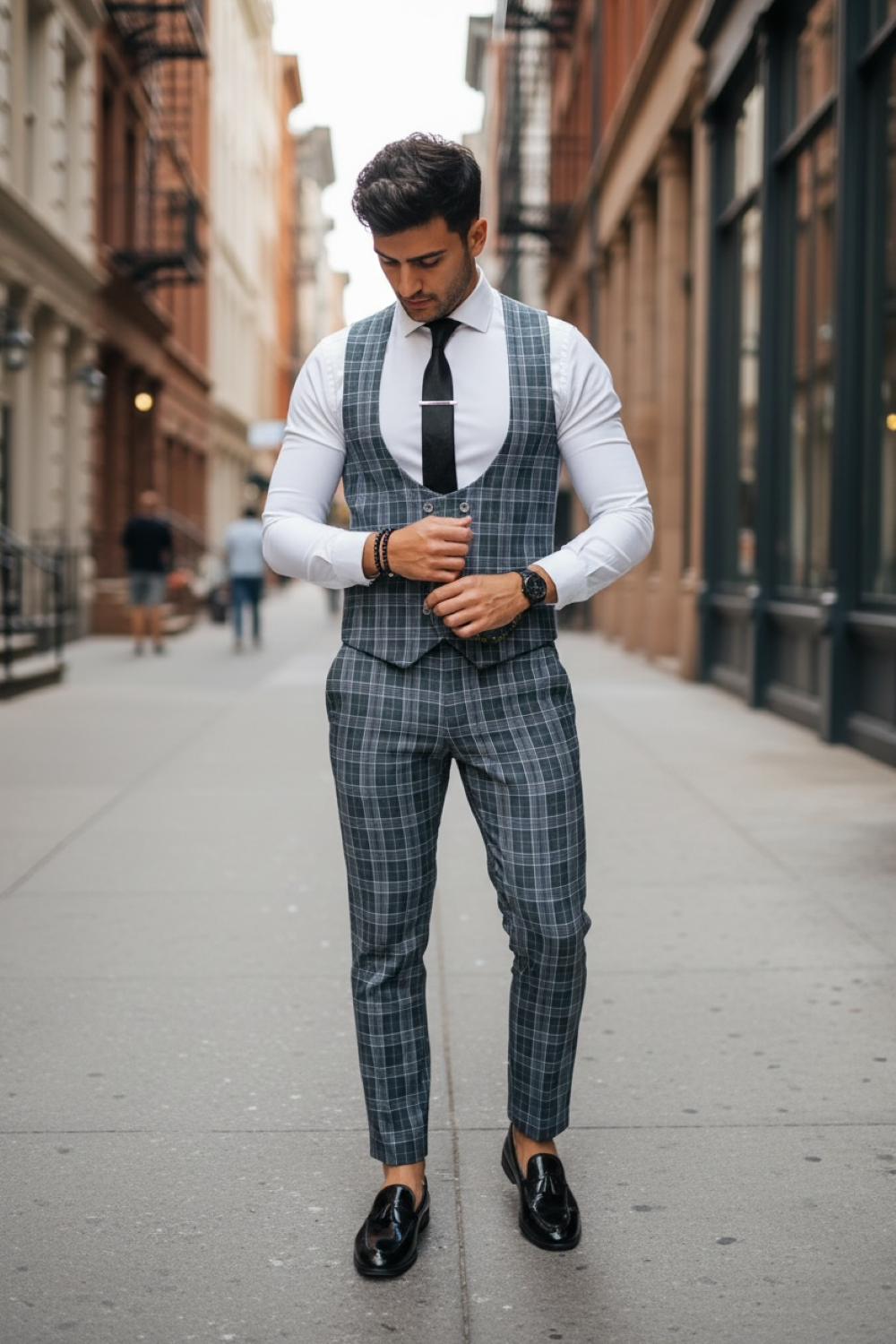 Compleu Barbati Elegant Vesta și Pantaloni - imagine 2