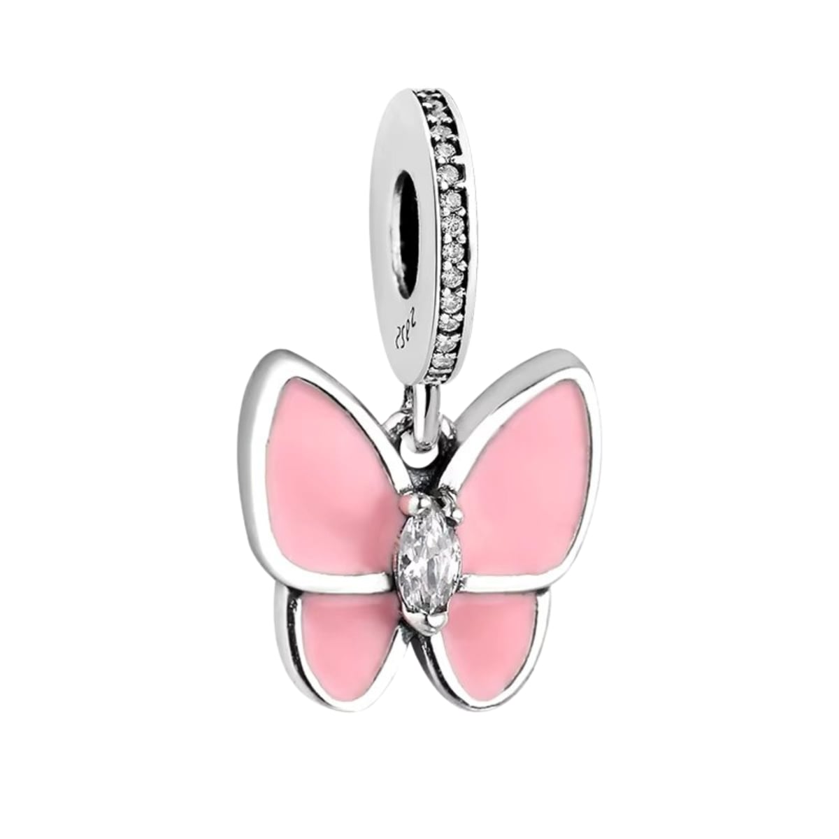 Charm Fluture Roz Argint 925 Delis - Eleganță