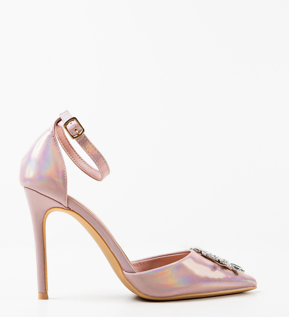 Pantofi Honor Roz cu Toc Eleganți - imagine 5