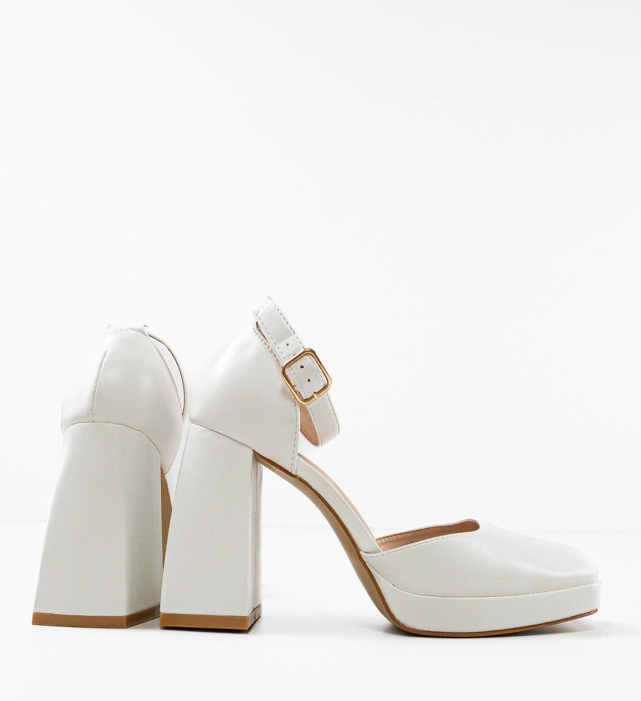 Pantofi Dama Flynn Albi cu Toc Eleganți - imagine 15