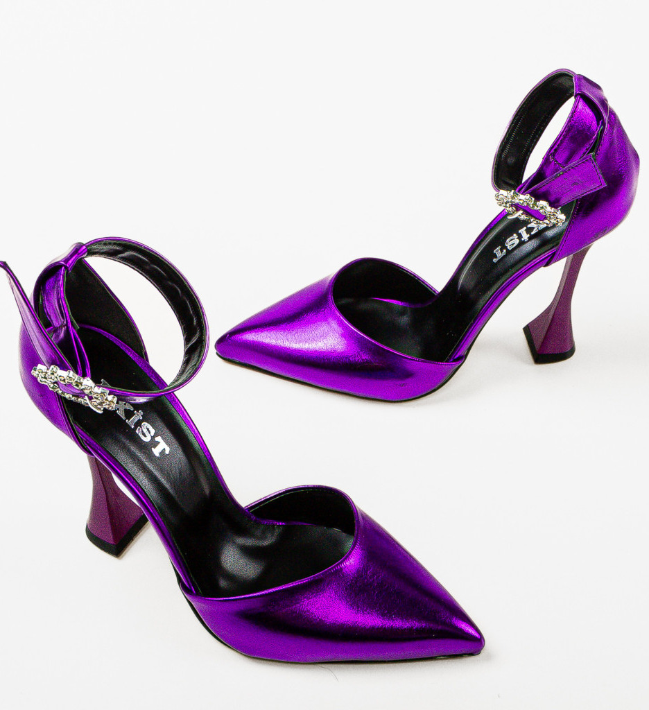 Pantofi Nonac Mov Eleganți cu Toc - Stil Refined - imagine 5
