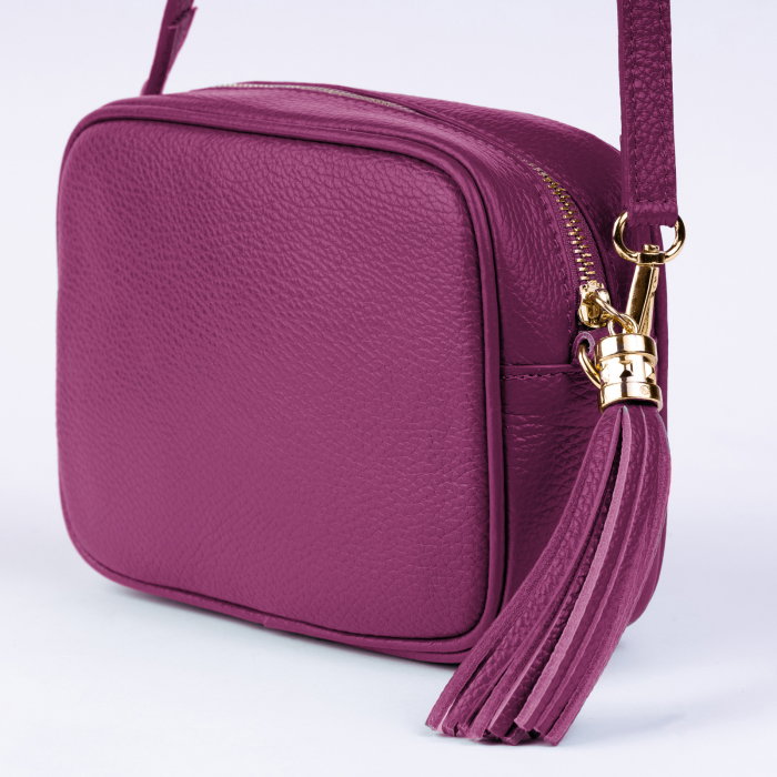 Geantă Crossbody Shopika Piele Naturală Magenta