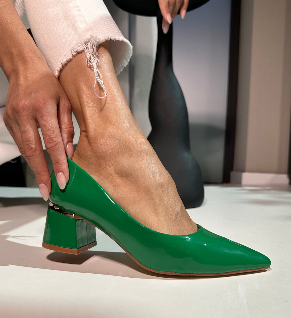 Pantofi Fedlimi Verzi cu Toc Eleganți