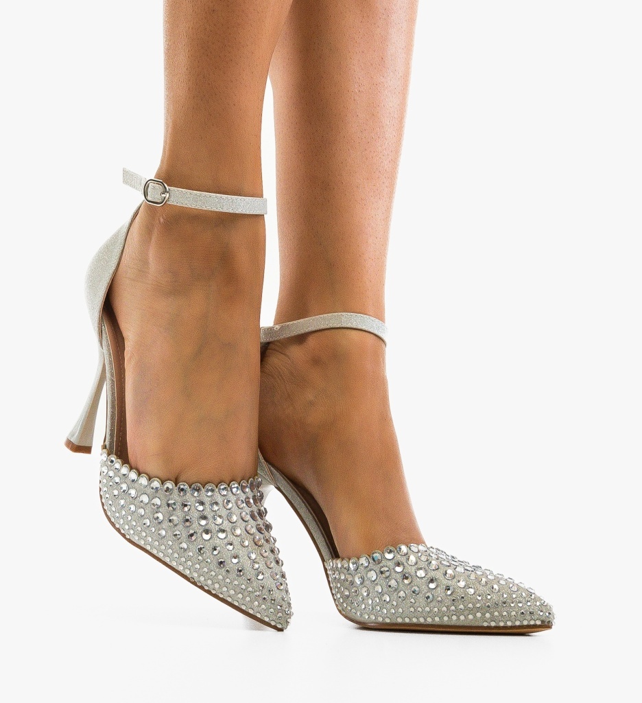 Pantofi dama Ammele Argintii eleganti - imagine 2
