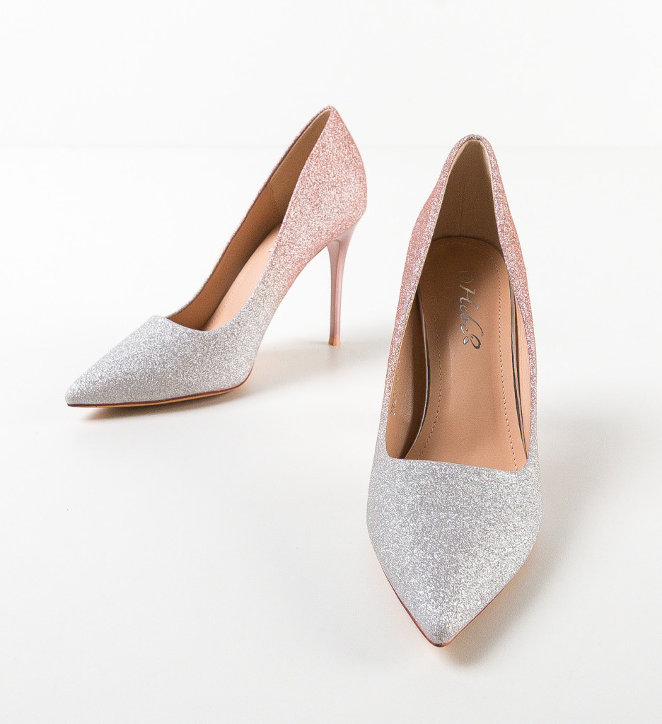 Pantofi dama aurii eleganti cu toc - imagine 6