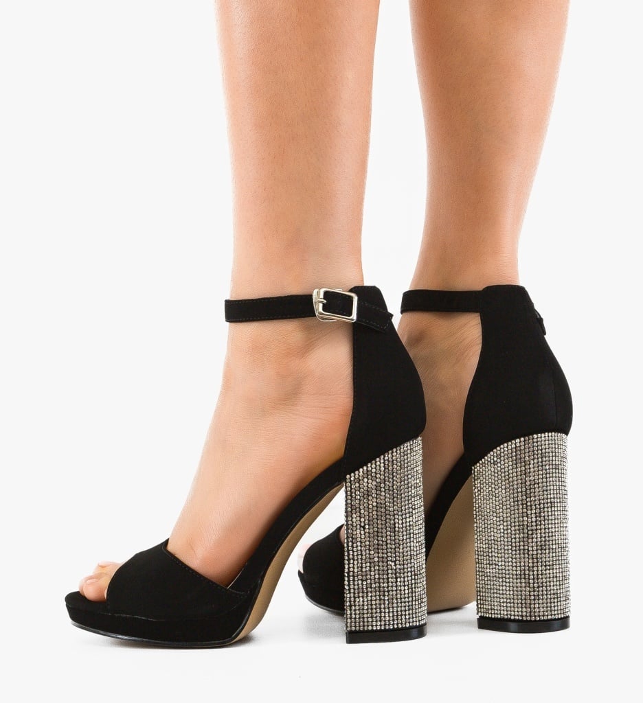 Sandale Dama Jazar Negre Elegante cu Toc