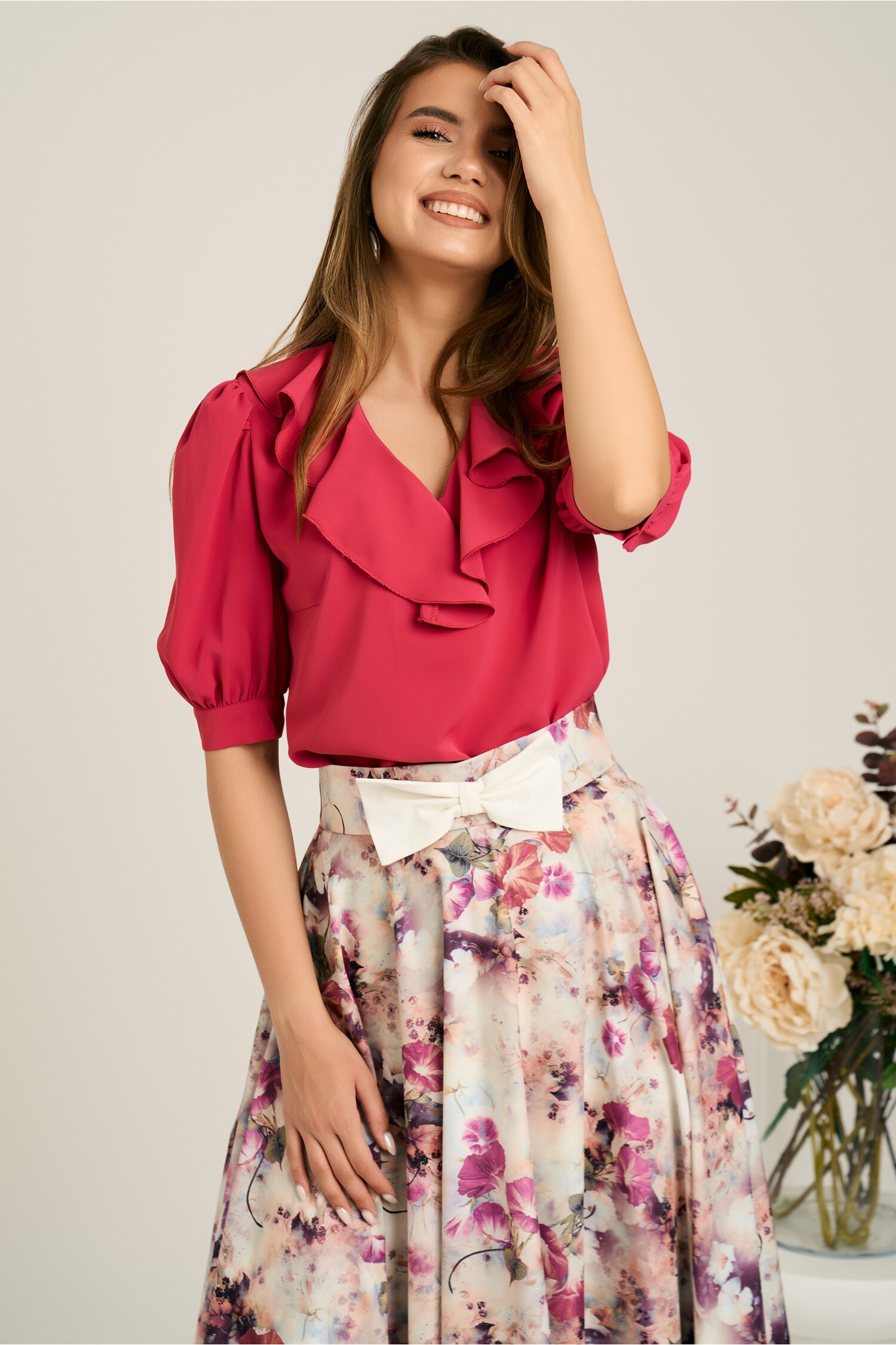 Bluza DY Fashion Fucsia din Voal Elegantă