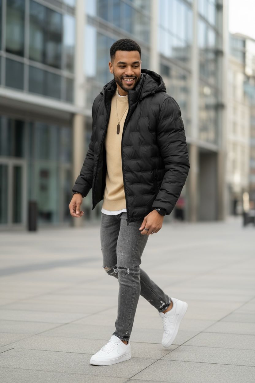 Geacă Bărbați Neagră Slim Fit | Model Nou - imagine 2