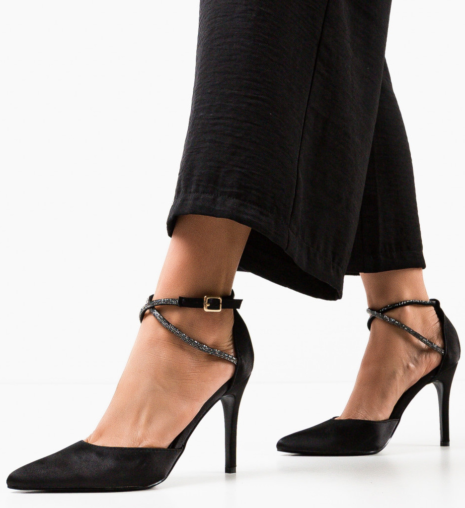 Pantofi cu toc Lakaz negri eleganți - imagine 2