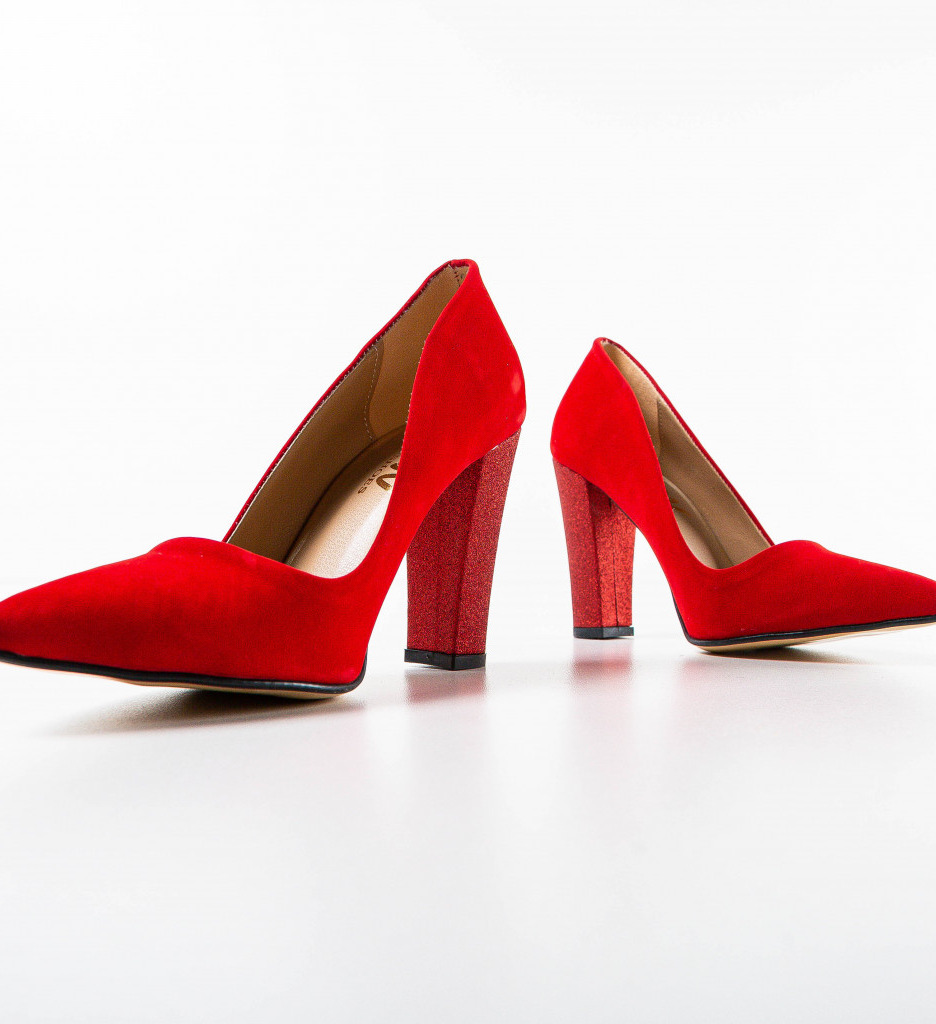 Pantofi Santer Rosii Eleganți cu Toc - imagine 6
