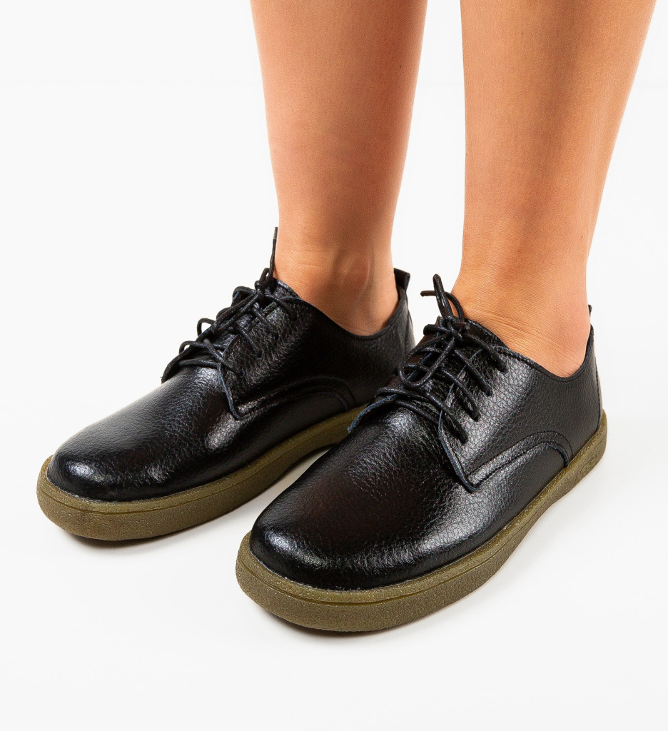 Pantofi Casual Lactose Negri | Confort & Stil - imagine 3