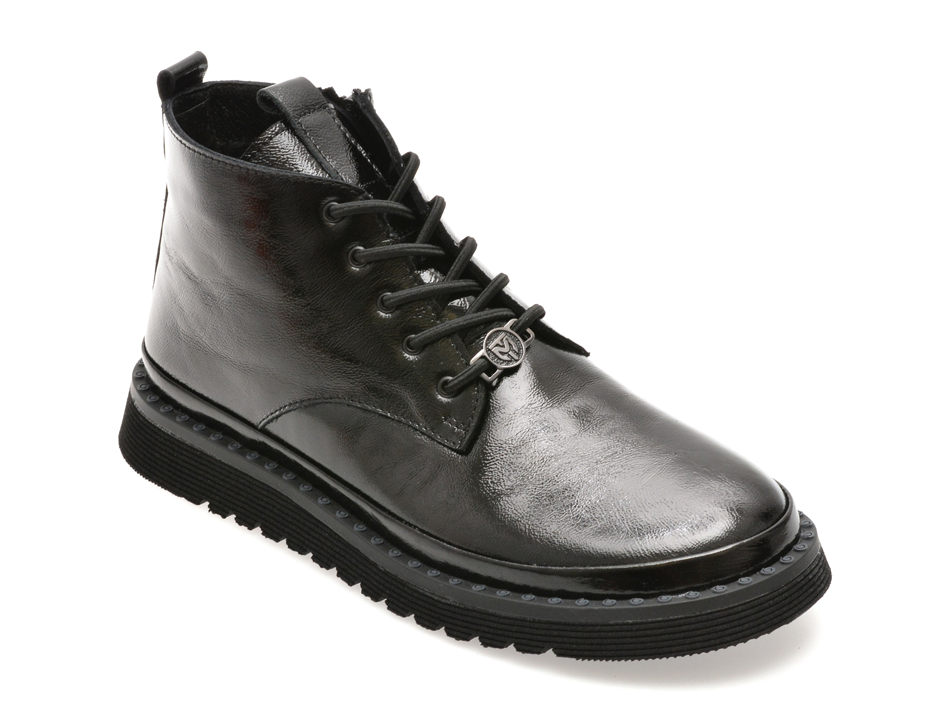 Ghete GRYXX Negre din Piele Lacuită Elegante