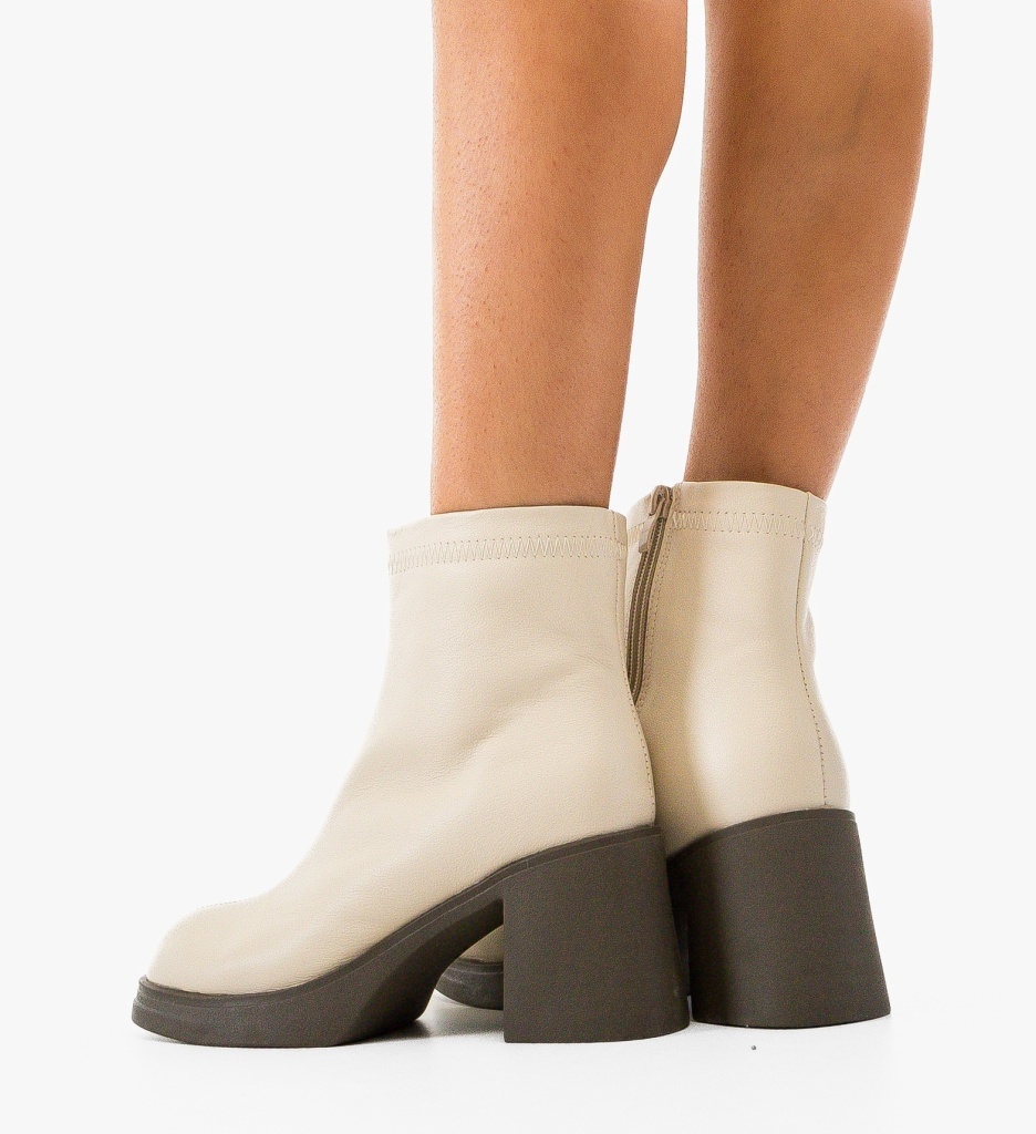 Botine Dama Tafta Bej - Stil Refined si Versatil