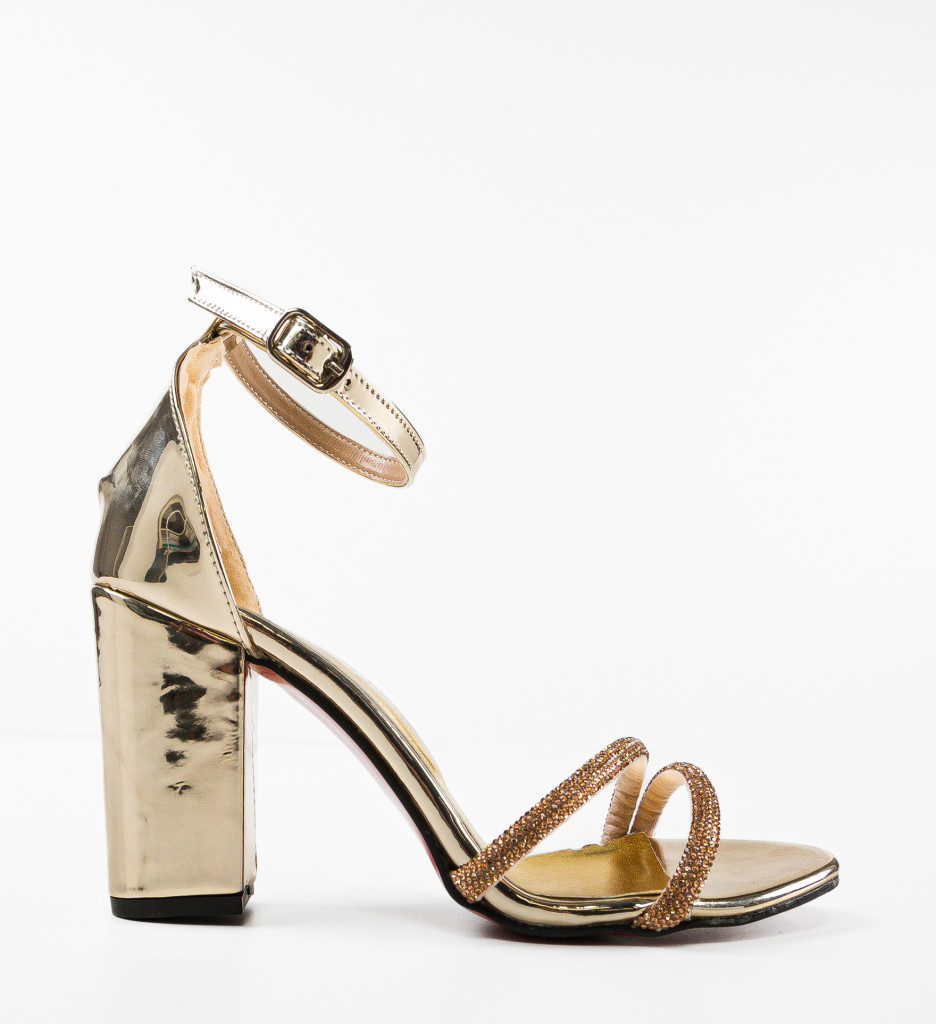 Sandale Galazan Aurii cu Toc Elegante - imagine 4