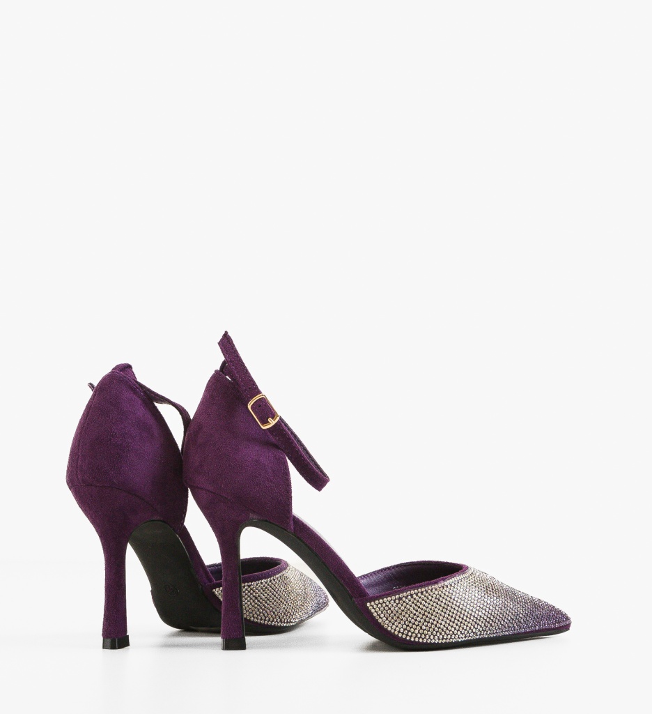 Pantofi Dama Amina Mov cu Toc Eleganți - imagine 4
