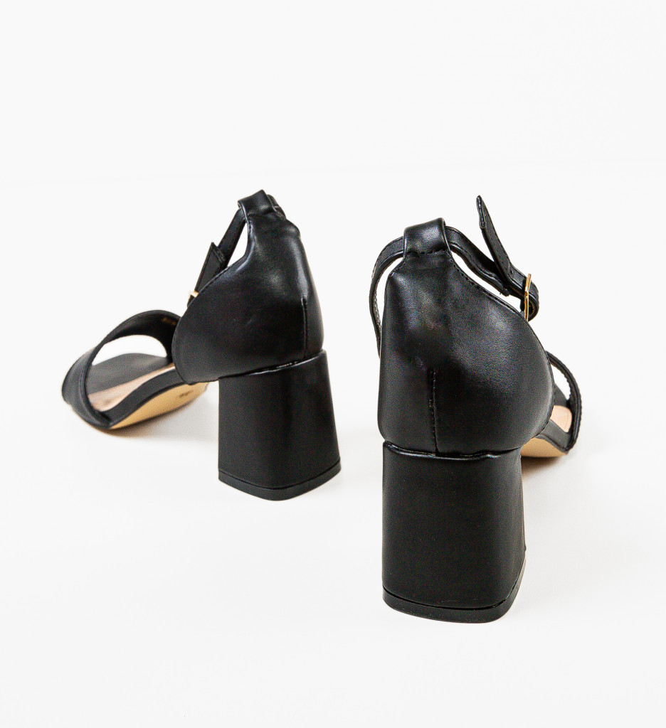 Sandale Mayare Negre cu Toc Elegant - imagine 5