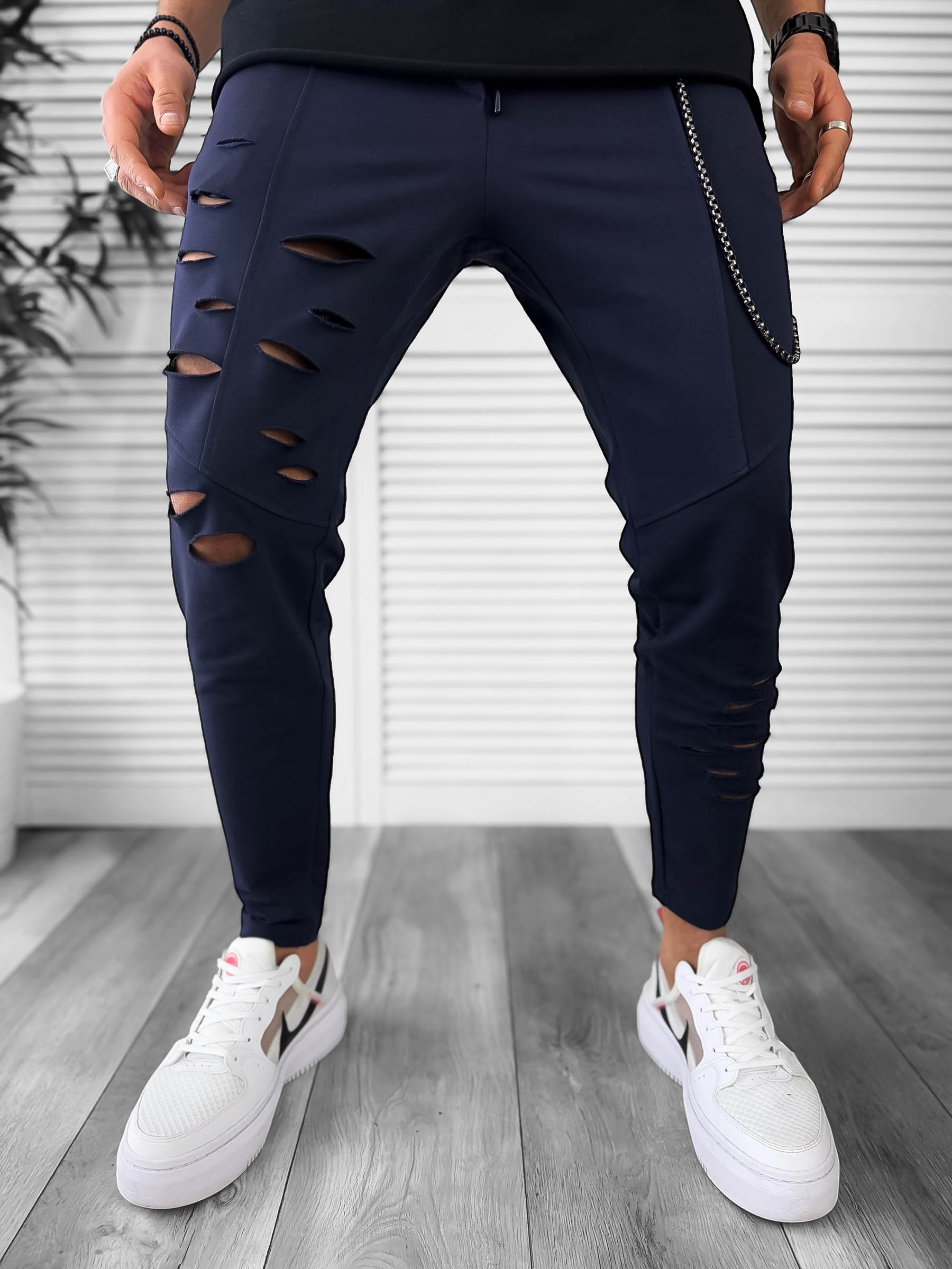 Pantaloni Trening Bleumarin Conici Moderni