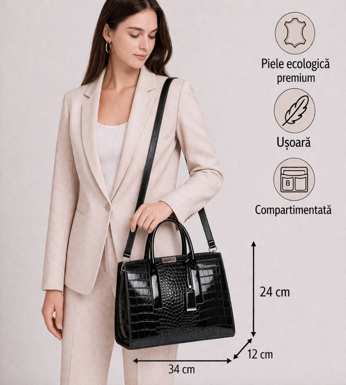 Geanta Dama Delis Zephyra GT2543, Negru - imagine 2