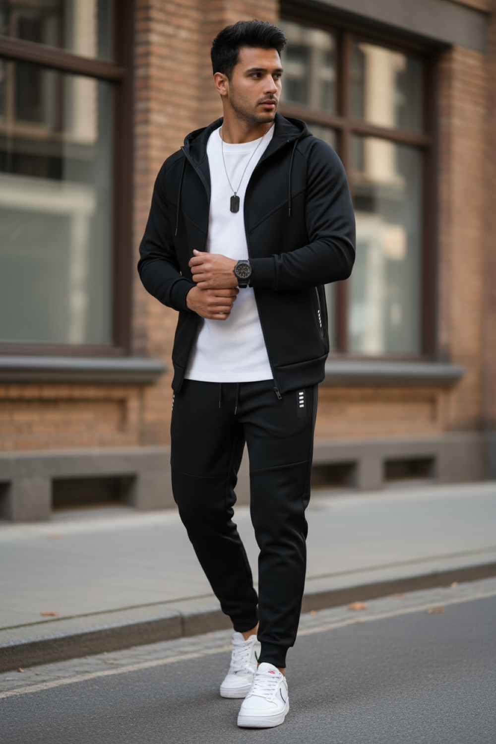 Trening Barbati Slim Fit Negru - Elegant