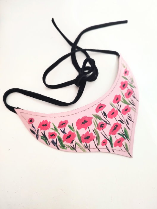 Colier Piele Naturală cu Maci Pictati | Shopika
