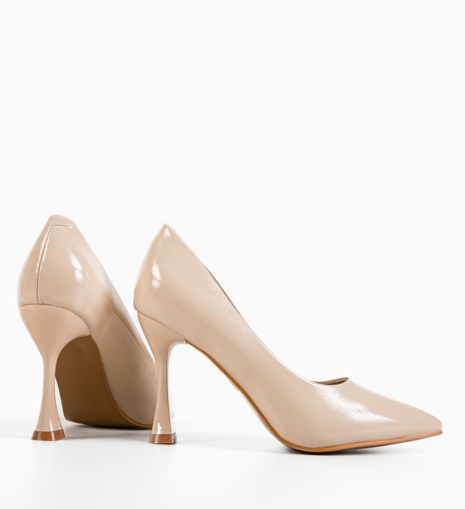 Pantofi Kikora Bej Eleganți cu Toc - imagine 5