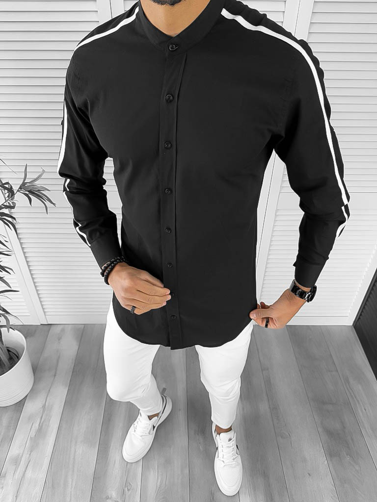 Cămașă neagră slim fit bărbați