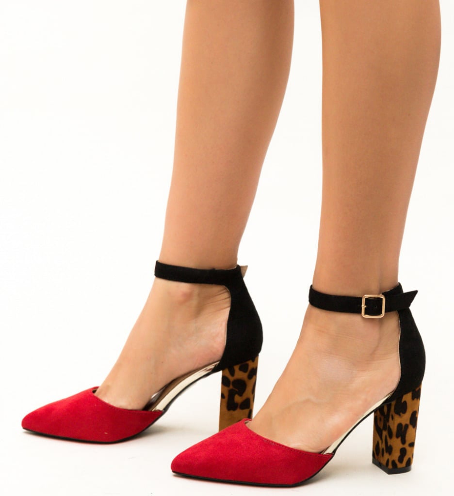 Pantofi Kory Rosii cu Toc Eleganți