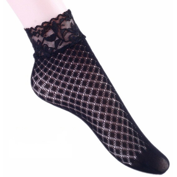 Pressio Sosete Scurte Fusion Bej cu Dantelă