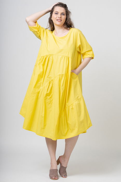 Rochie Galbenă Oversize Rosa 99 - Design Asimetric