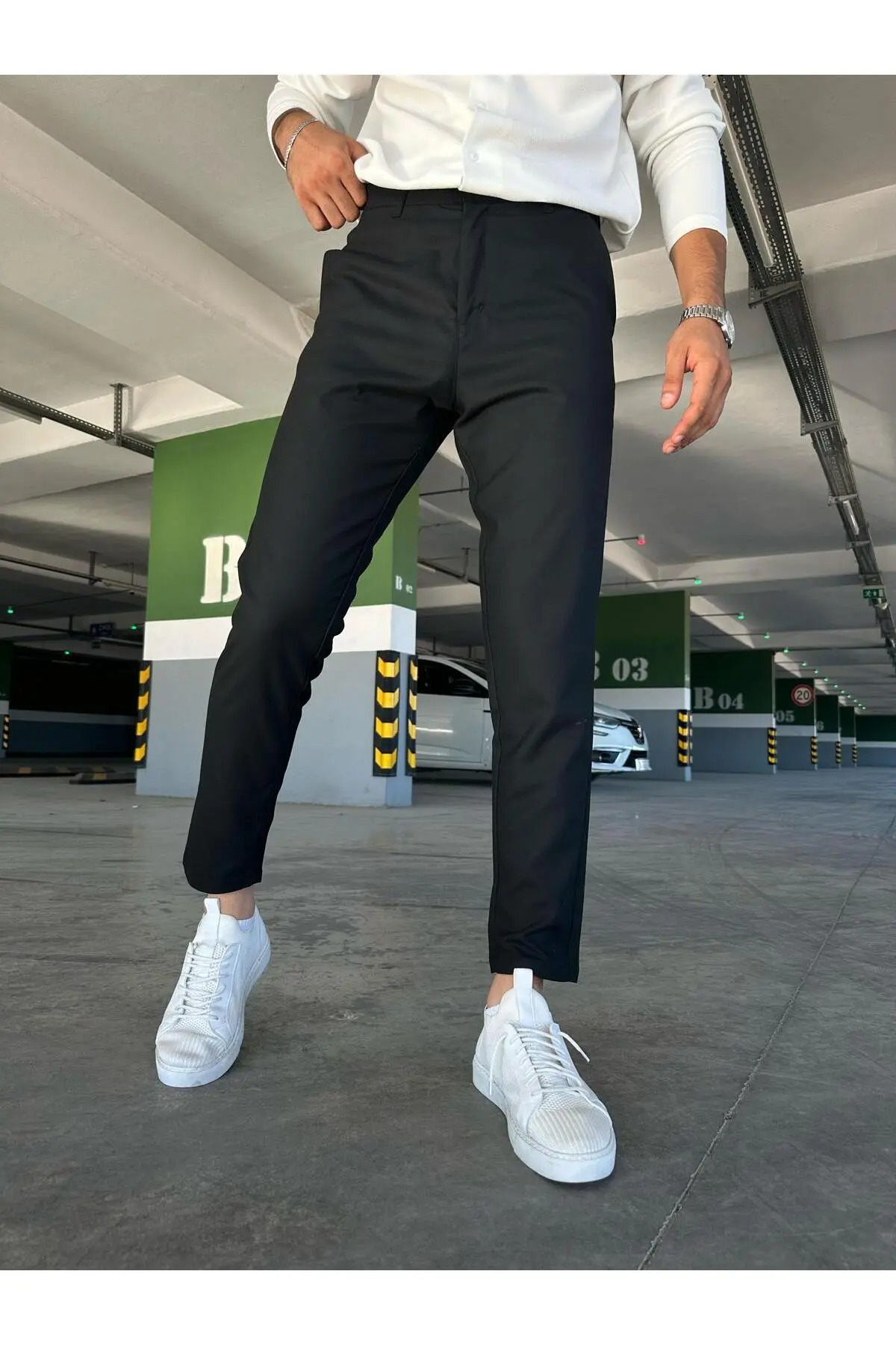 Pantaloni barbati casual negri C001