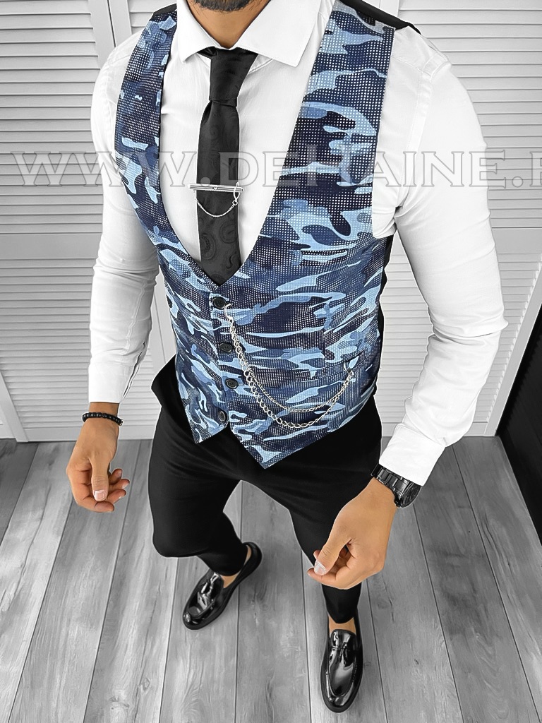 Vesta Barbati Camuflaj Slim Fit Elegantă