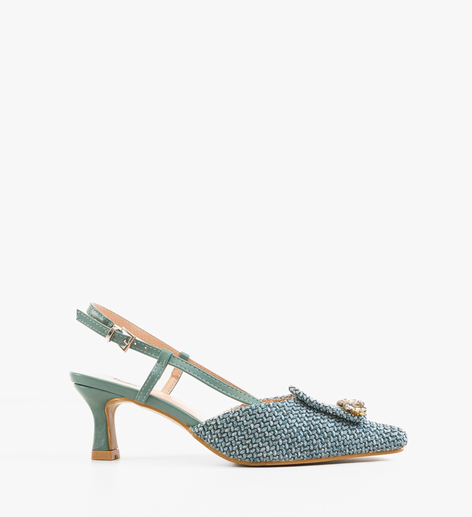 Pantofi Brooks Albastri Eleganți cu Toc - imagine 6