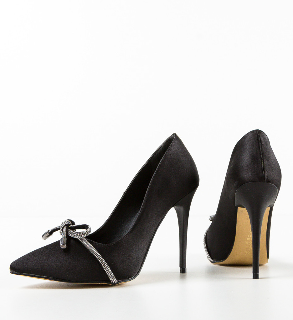 Pantofi Kroba Negri Eleganți cu Toc - imagine 5