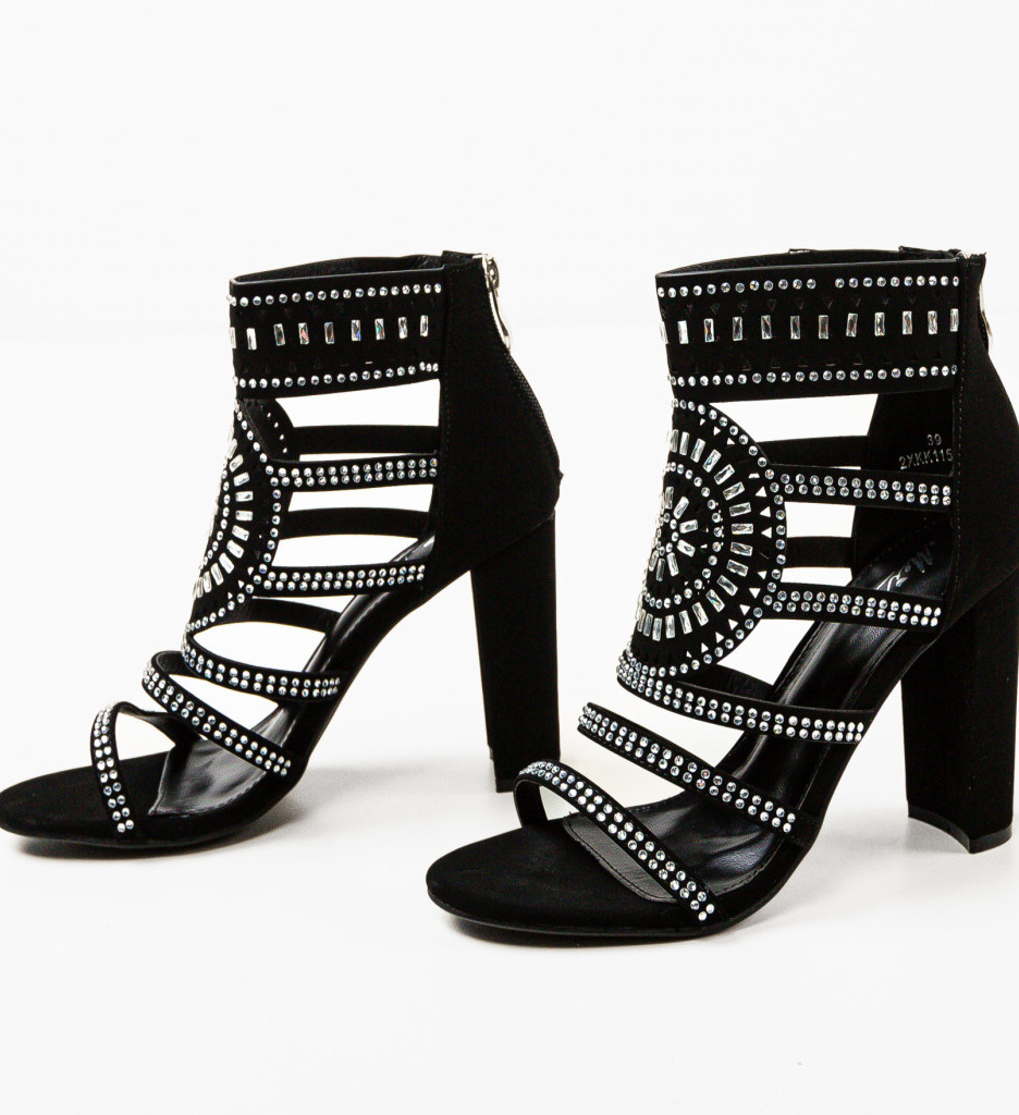 Sandale cu Toc Samanta Negre | Eleganță și Stil - imagine 5