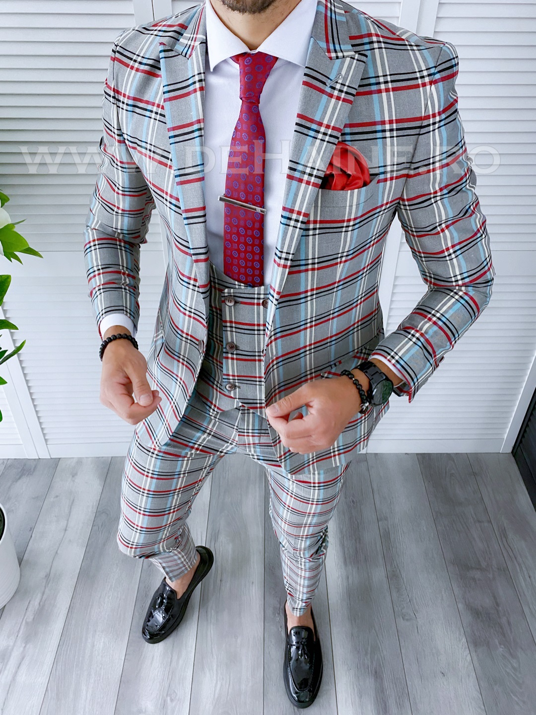 Costum Barbati Slim Fit Elegant Sacou + Vesta