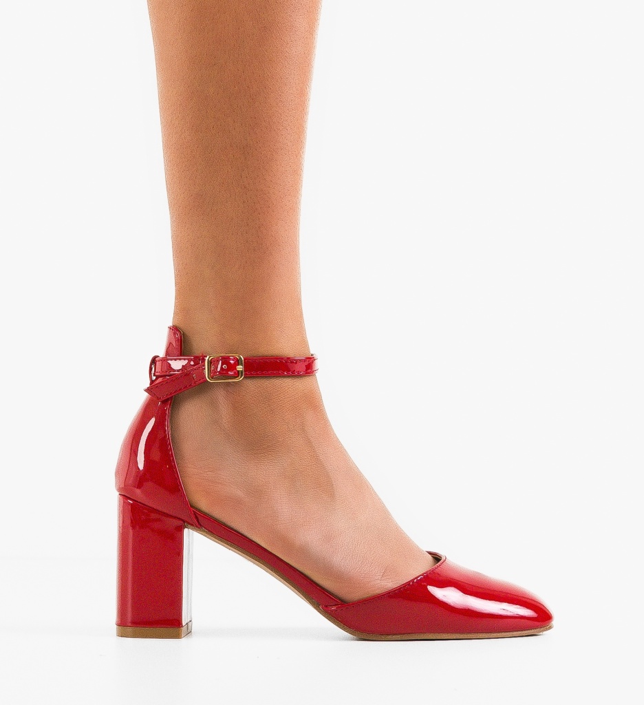 Pantofi Dama Peppre Rosii cu Toc Eleganți - imagine 5