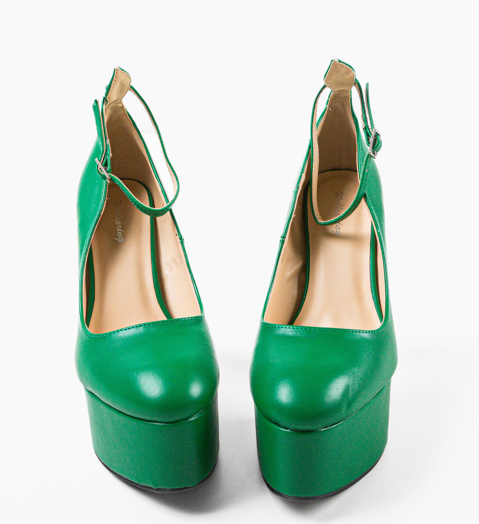 Pantofi Dama Thornton Verzi cu Toc Eleganți - imagine 5