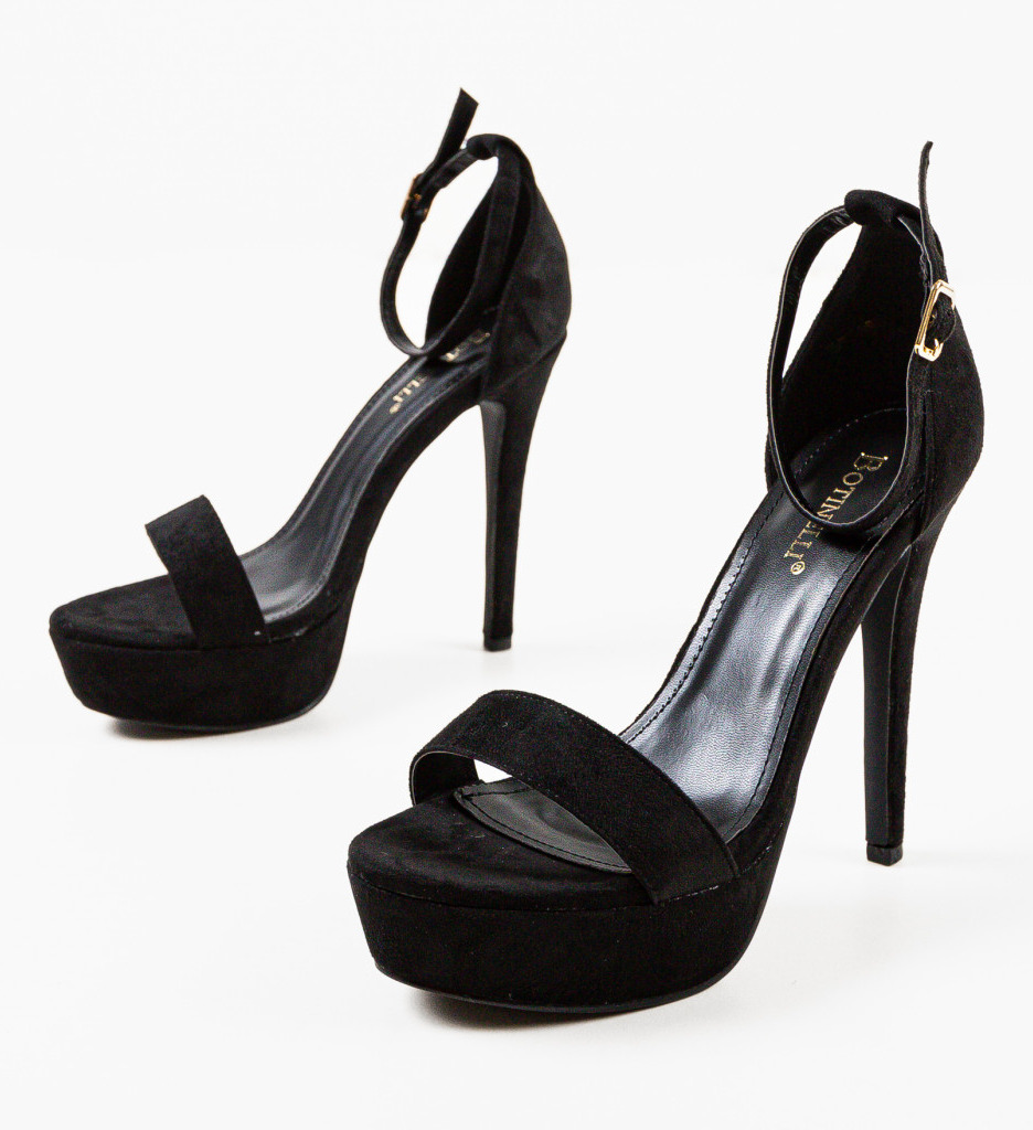 Sandale Olink Negre Elegante cu Toc - imagine 6