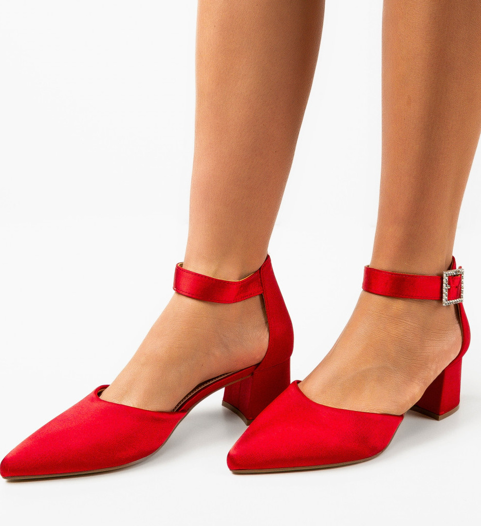 Pantofi Nature Rosii | Toc Eleganți - imagine 2