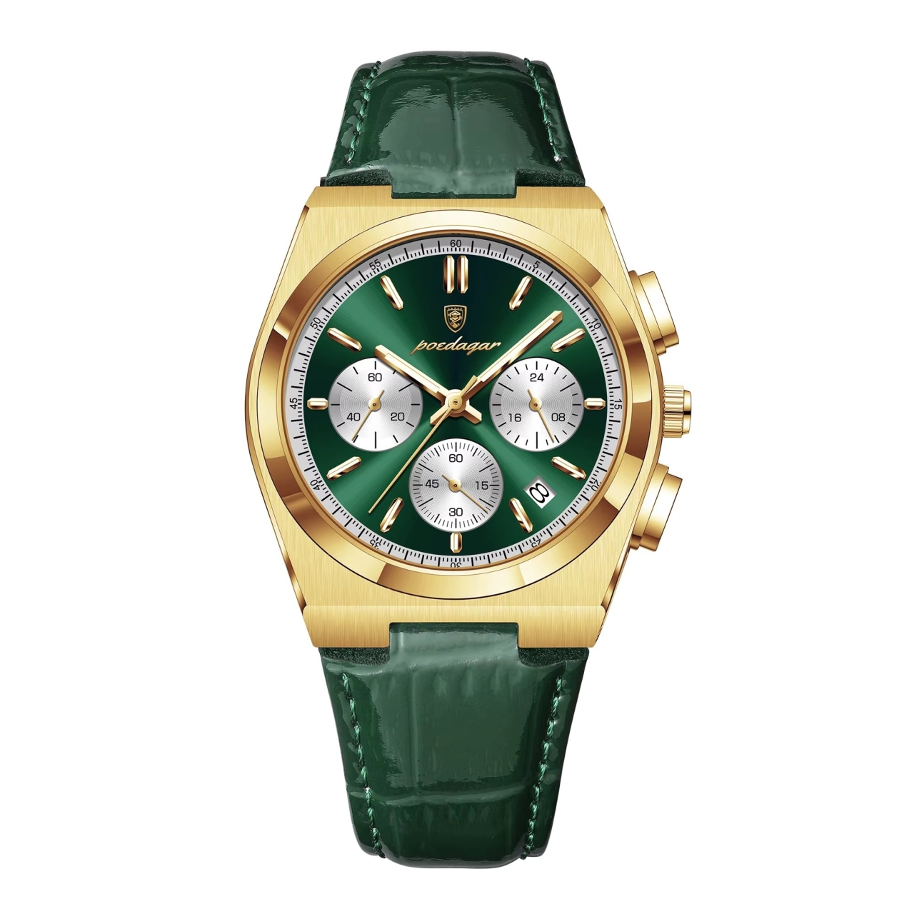 Ceas Barbatesc Poedagar CS1876 Piele Verde-Auriu
