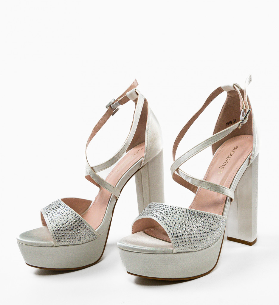 Sandale Parthen Albe cu Toc Elegante - imagine 7