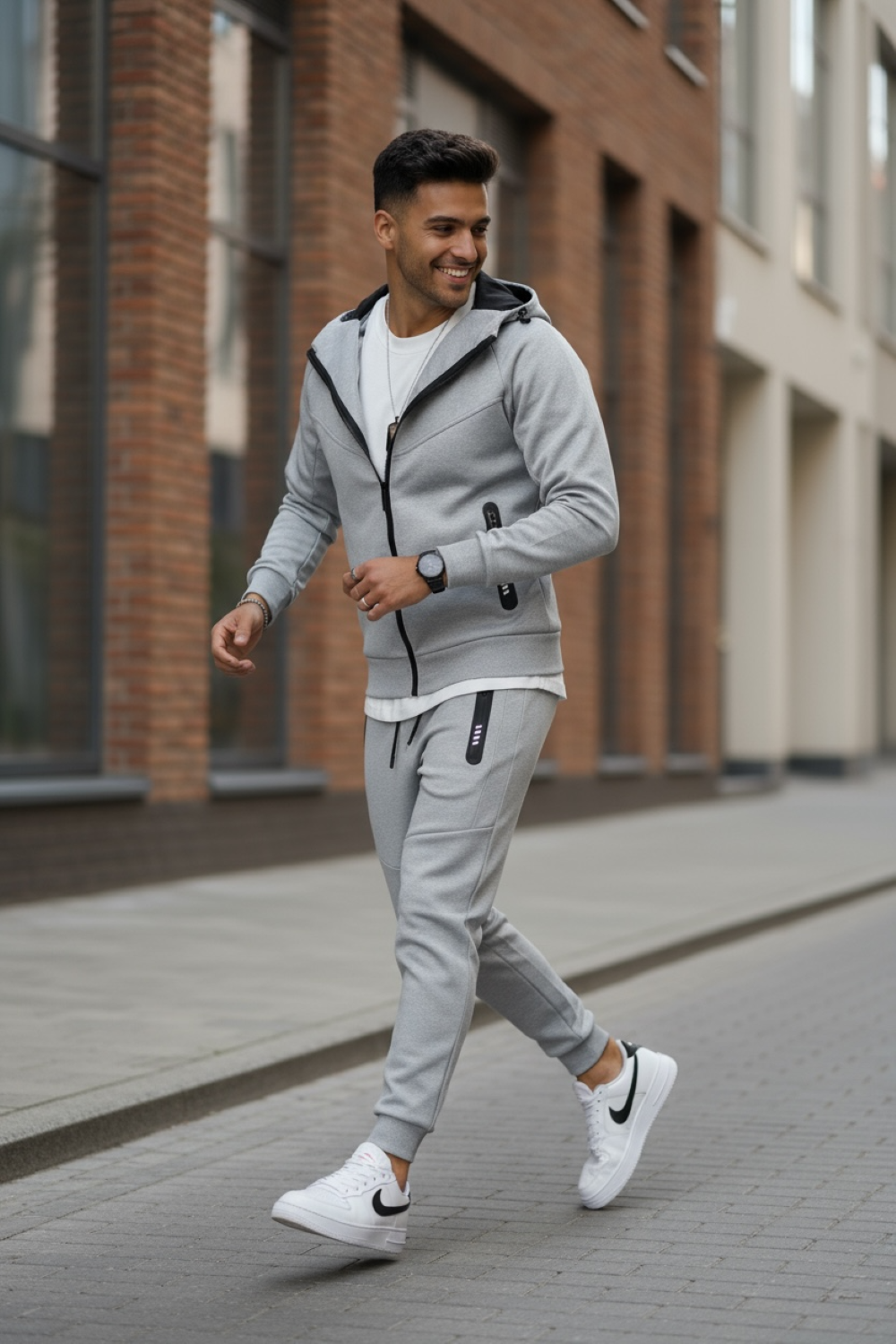 Trening Barbati Slim Fit Gri 2 Piese Premium