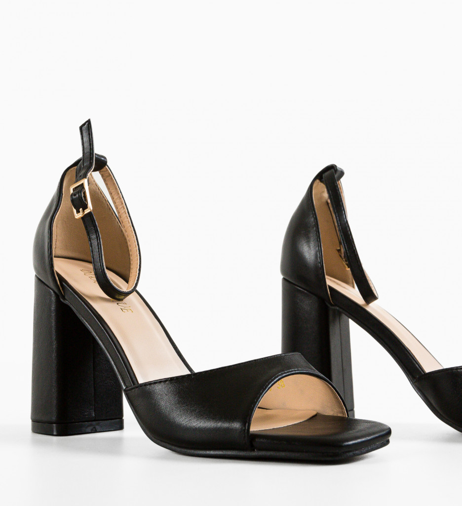 Sandale cu toc Santo Negre | Eleganță și Stil - imagine 6
