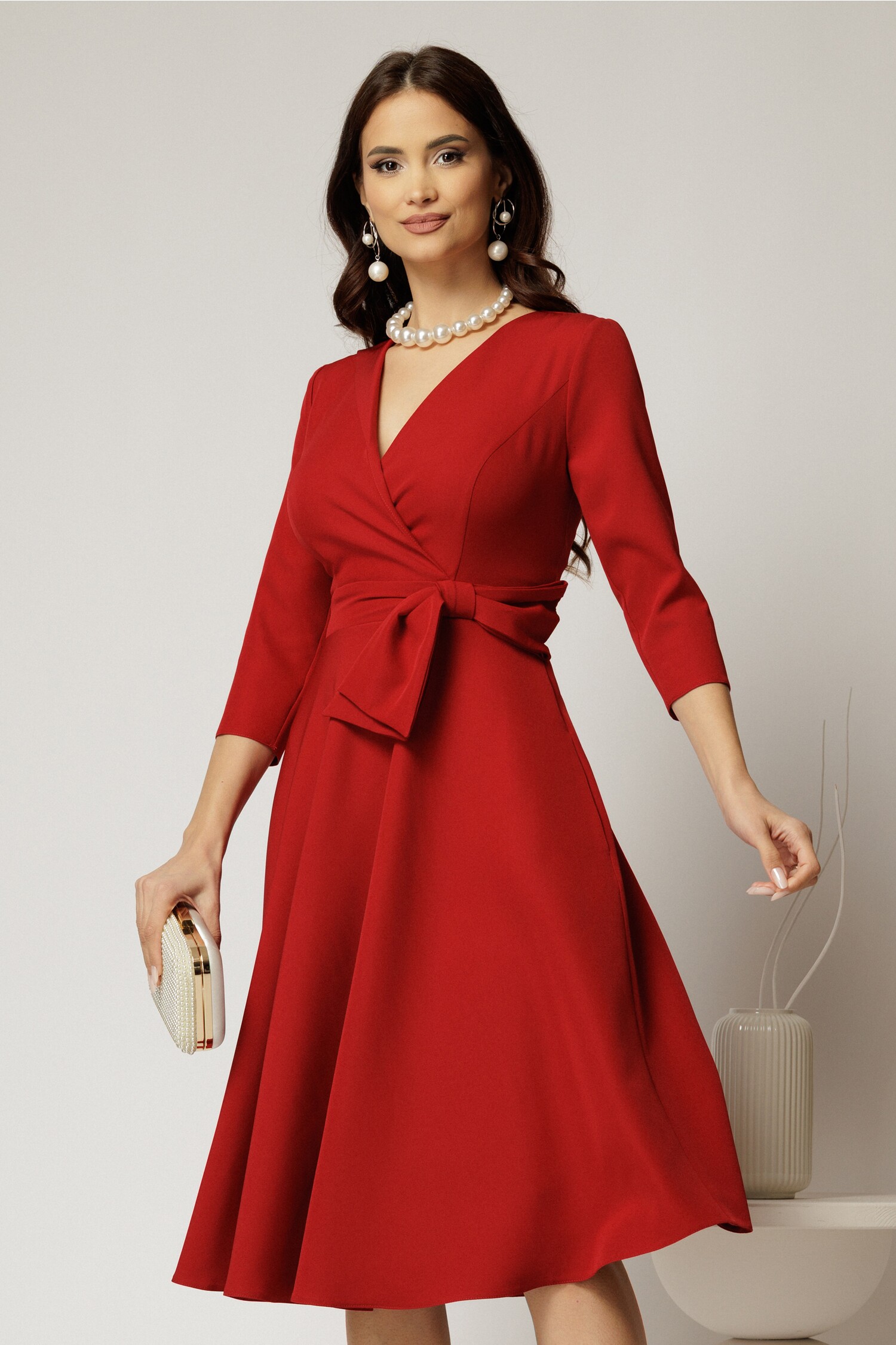 Rochie Bordo Eleganta Dy Fashion cu Decolteu Petrecut